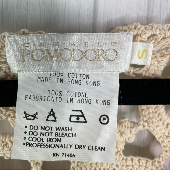 Carmelo Pomodoro Crochet Open Knit Tunic Sweater Vintage Grandma Tunic Cotton S - Picture 5 of 5